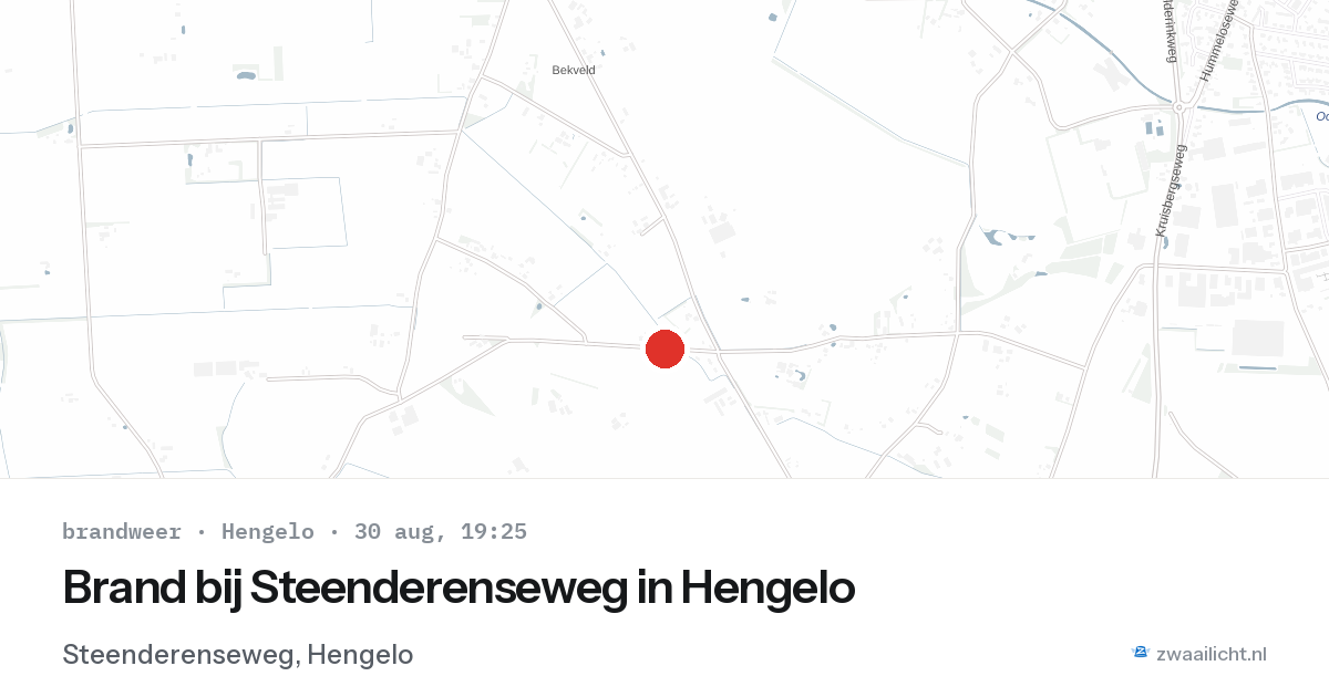 Brand bij Steenderenseweg in Hengelo — 30 aug 2026