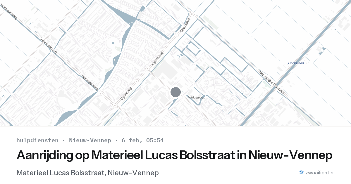 Aanrijding op Materieel Lucas Bolsstraat in Nieuw-Vennep — 6 feb 2026