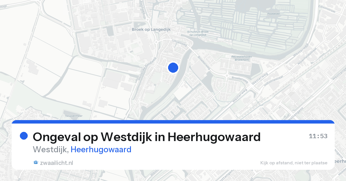 Ongeval op Westdijk in Heerhugowaard — 16 aug 2026