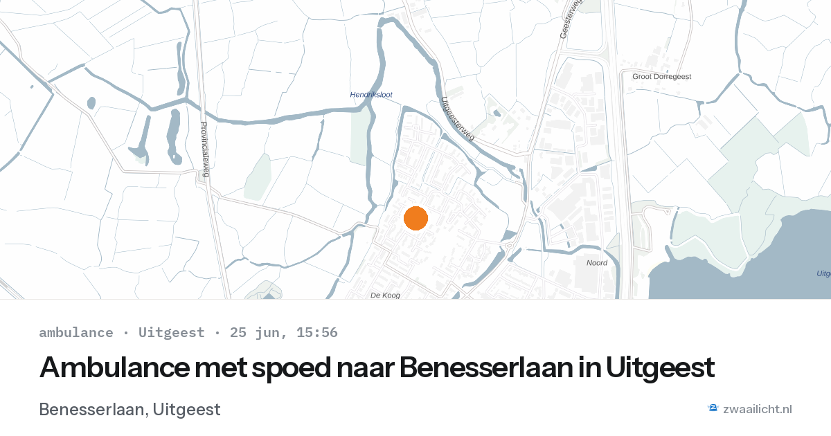 Ambulance met spoed naar Benesserlaan in Uitgeest — 25 jun 2026