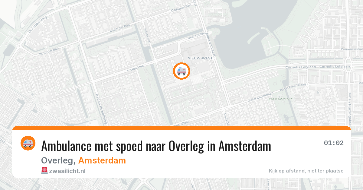 Ambulance met spoed naar Overleg in Amsterdam — 31 jul 2026