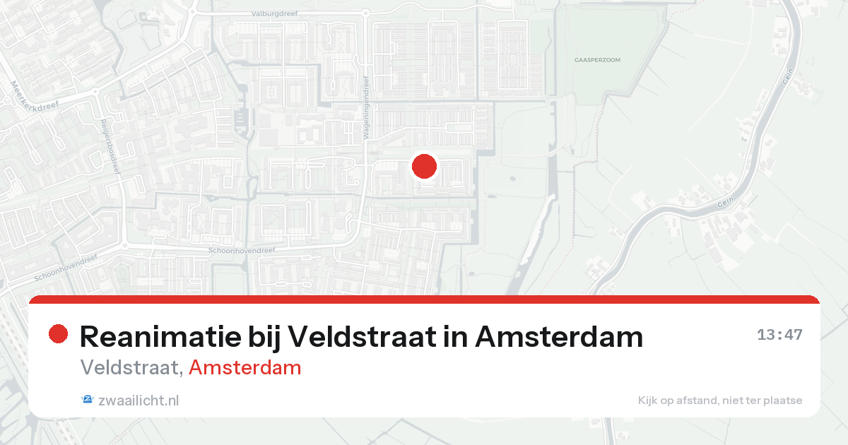 Reanimatie bij Veldstraat in Amsterdam — 18 aug 2026