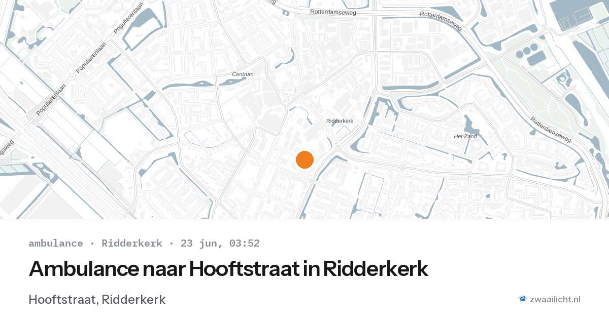 Ambulance naar Hooftstraat in Ridderkerk — 23 jun 2026