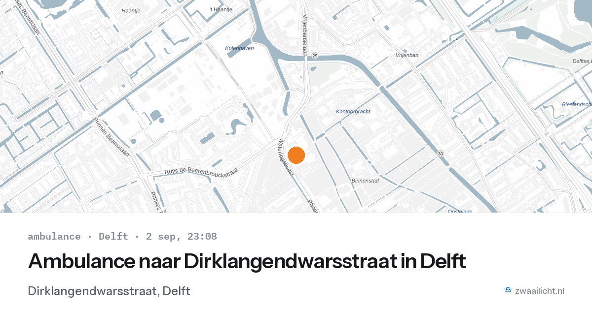 Ambulance naar Dirklangendwarsstraat in Delft — 2 sep 2026