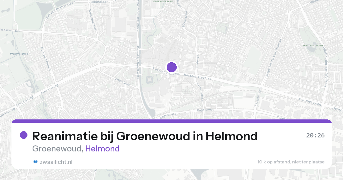 Reanimatie bij Groenewoud in Helmond — 20 aug 2026