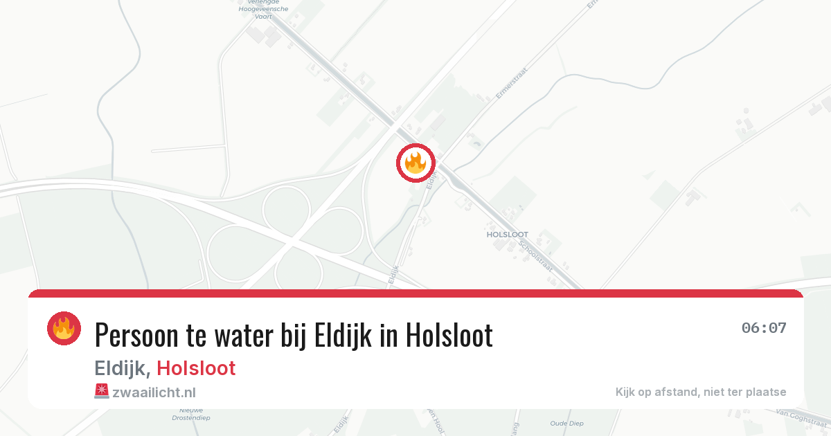 Persoon te water bij Eldijk in Holsloot — 1 jun 2026