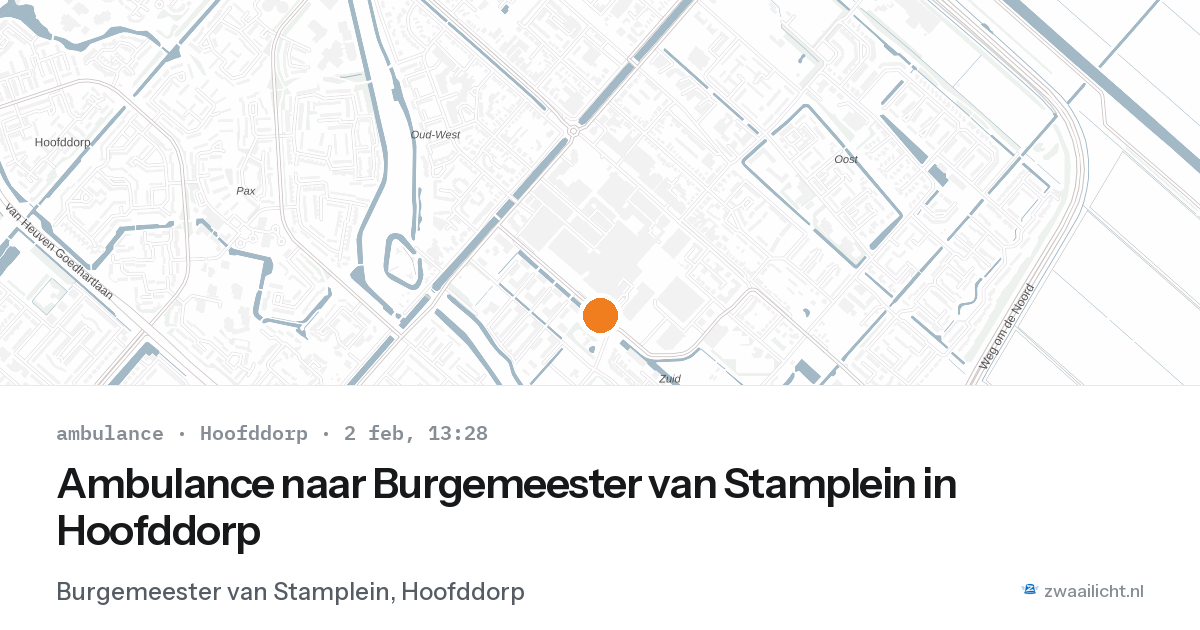 Ambulance naar Burgemeester van Stamplein in Hoofddorp — 2 feb 2026