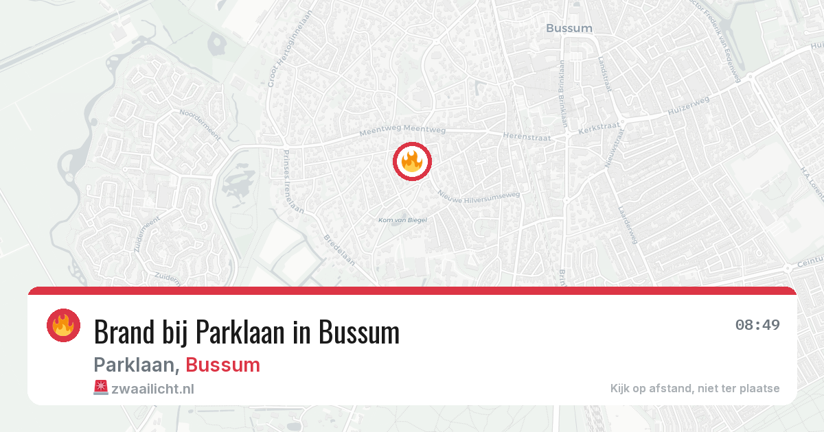 Brand bij Parklaan in Bussum — 20 jun 2026