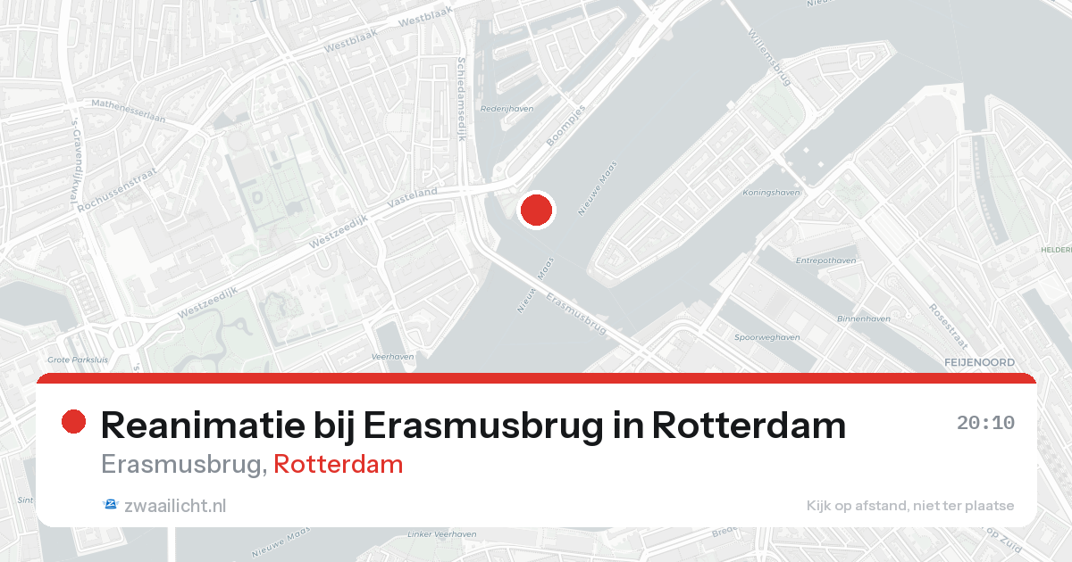 Reanimatie bij Erasmusbrug in Rotterdam — 21 aug 2026