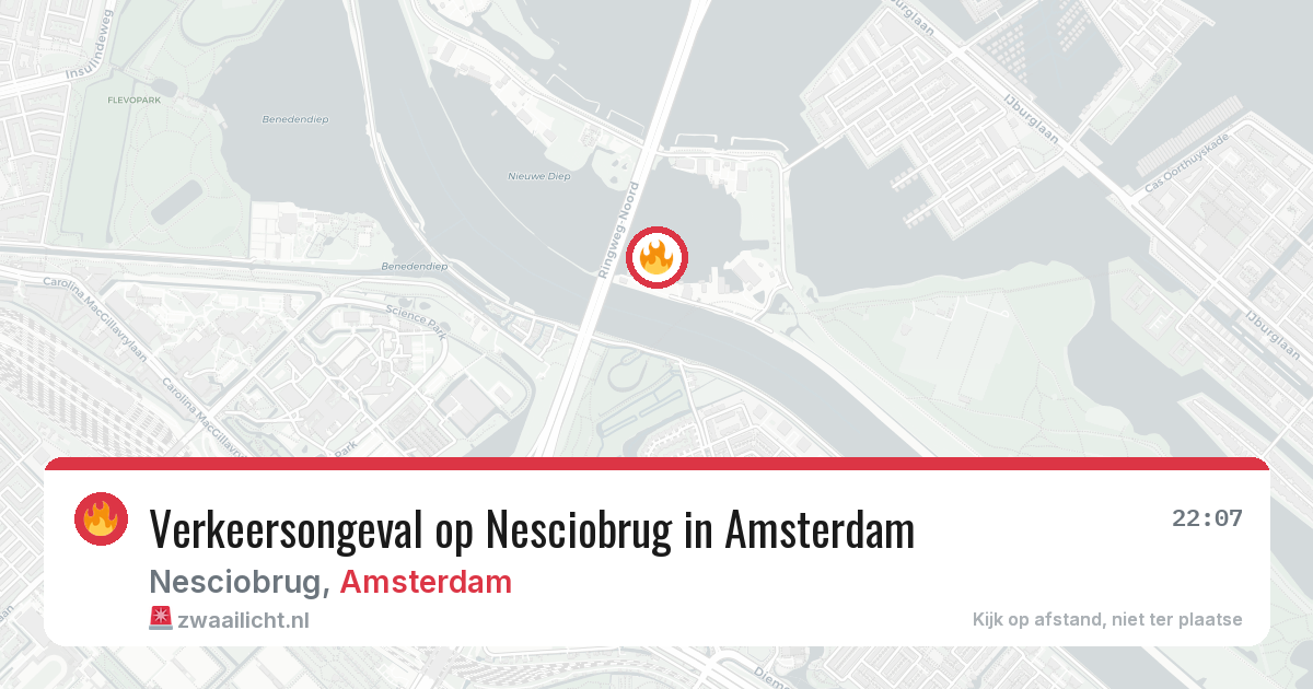 Verkeersongeval op Nesciobrug in Amsterdam — 29 jun 2026