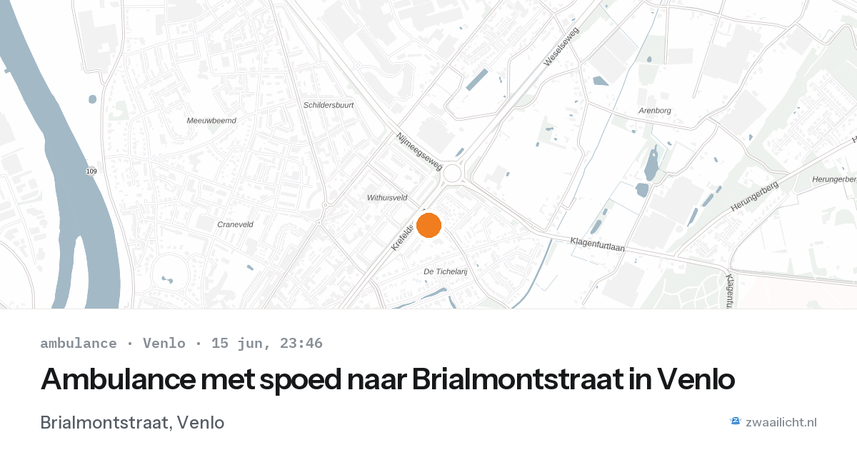 Ambulance met spoed naar Brialmontstraat in Venlo — 15 jun 2026