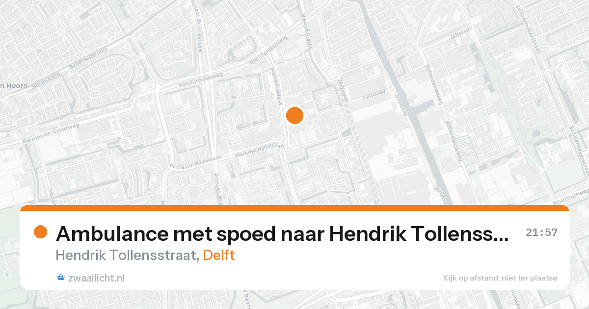 Ambulance met spoed naar Hendrik Tollensstraat in Delft — 20 aug 2026
