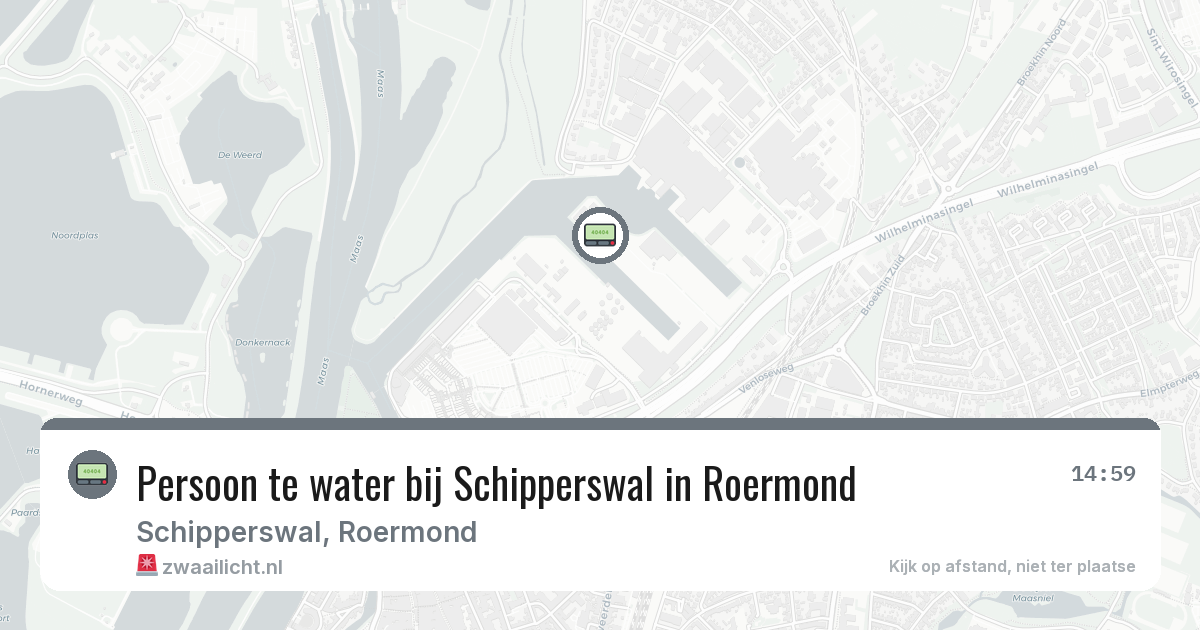Persoon te water bij Schipperswal in Roermond — 10 mei 2026