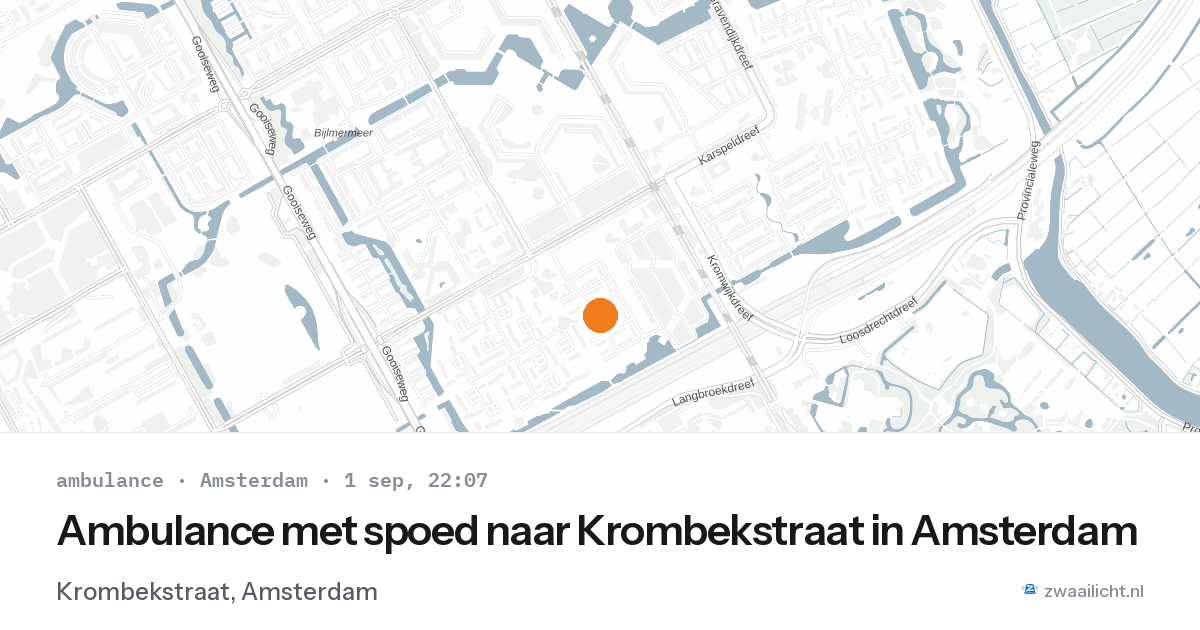Ambulance met spoed naar Krombekstraat in Amsterdam — 1 sep 2026