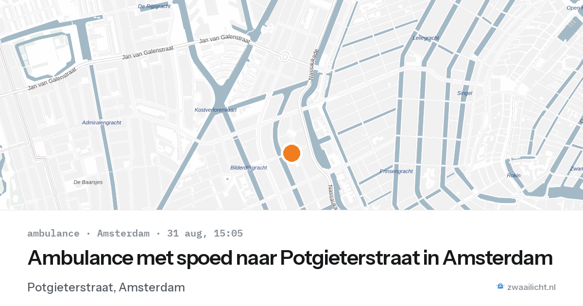 Ambulance met spoed naar Potgieterstraat in Amsterdam — 31 aug 2026
