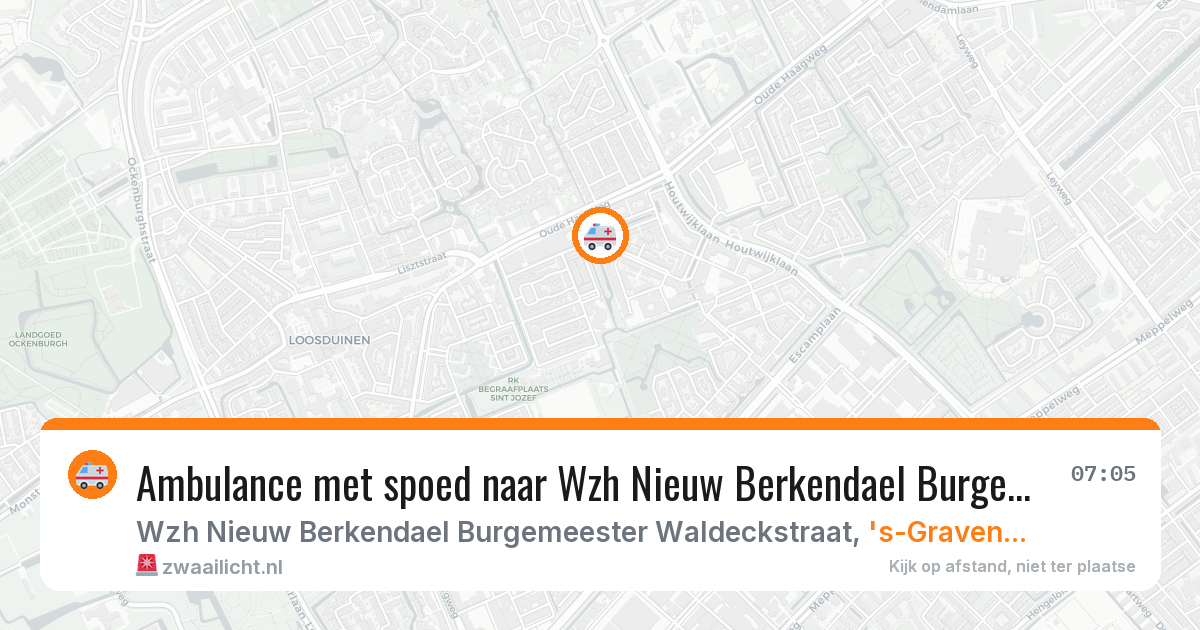 Ambulance met spoed naar Wzh Nieuw Berkendael Burgemeester Waldeckstraat in 's-Gravenhage — 30 jan 2026