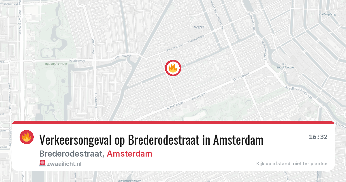 Verkeersongeval op Brederodestraat in Amsterdam — 19 jun 2026