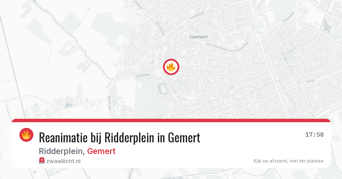 Reanimatie bij Ridderplein in Gemert — 10 aug 2026