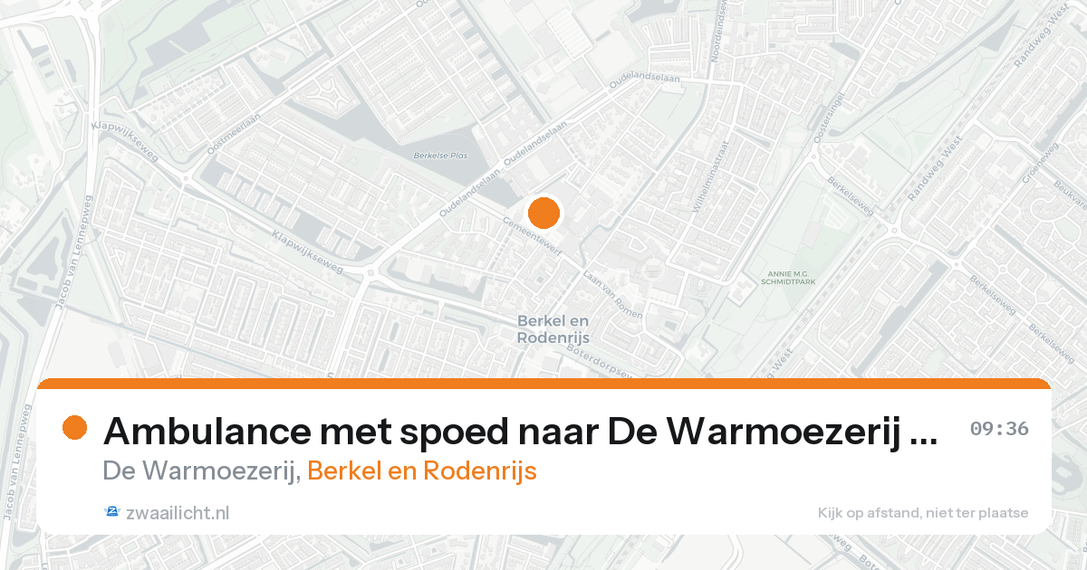 Ambulance met spoed naar De Warmoezerij in Berkel en Rodenrijs — 17 aug 2026