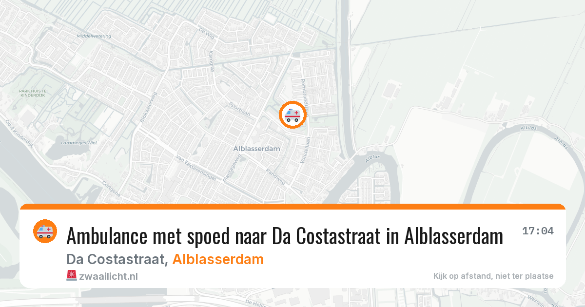 Ambulance met spoed naar Da Costastraat in Alblasserdam — 4 aug 2026