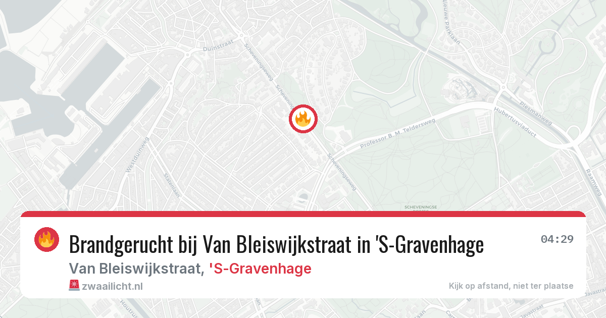 Brandgerucht bij Van Bleiswijkstraat in 'S-Gravenhage — 5 jul 2026