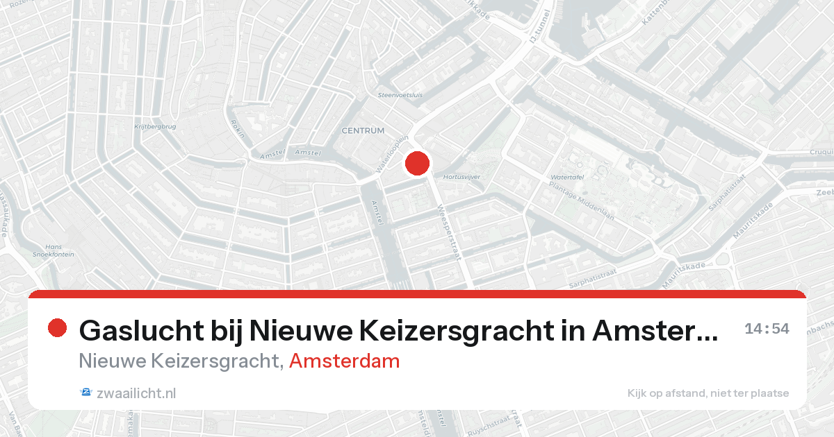 Gaslucht bij Nieuwe Keizersgracht in Amsterdam — 19 jun 2026