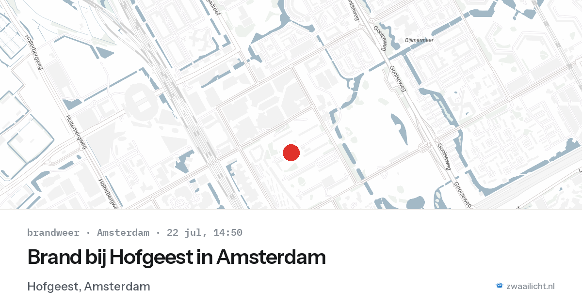 Brand bij Hofgeest in Amsterdam — 22 jul 2026