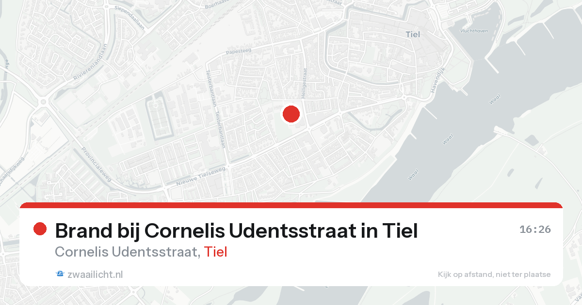 Brand bij Cornelis Udentsstraat in Tiel — 20 aug 2026
