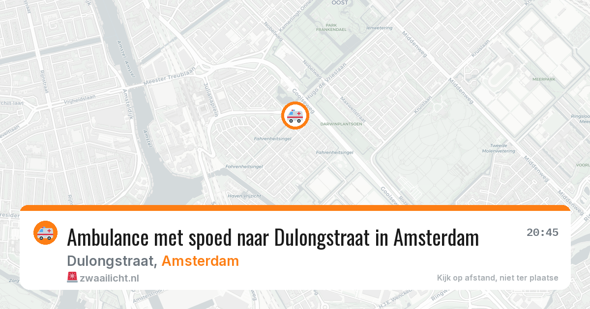 Ambulance met spoed naar Dulongstraat in Amsterdam — 21 jun 2026