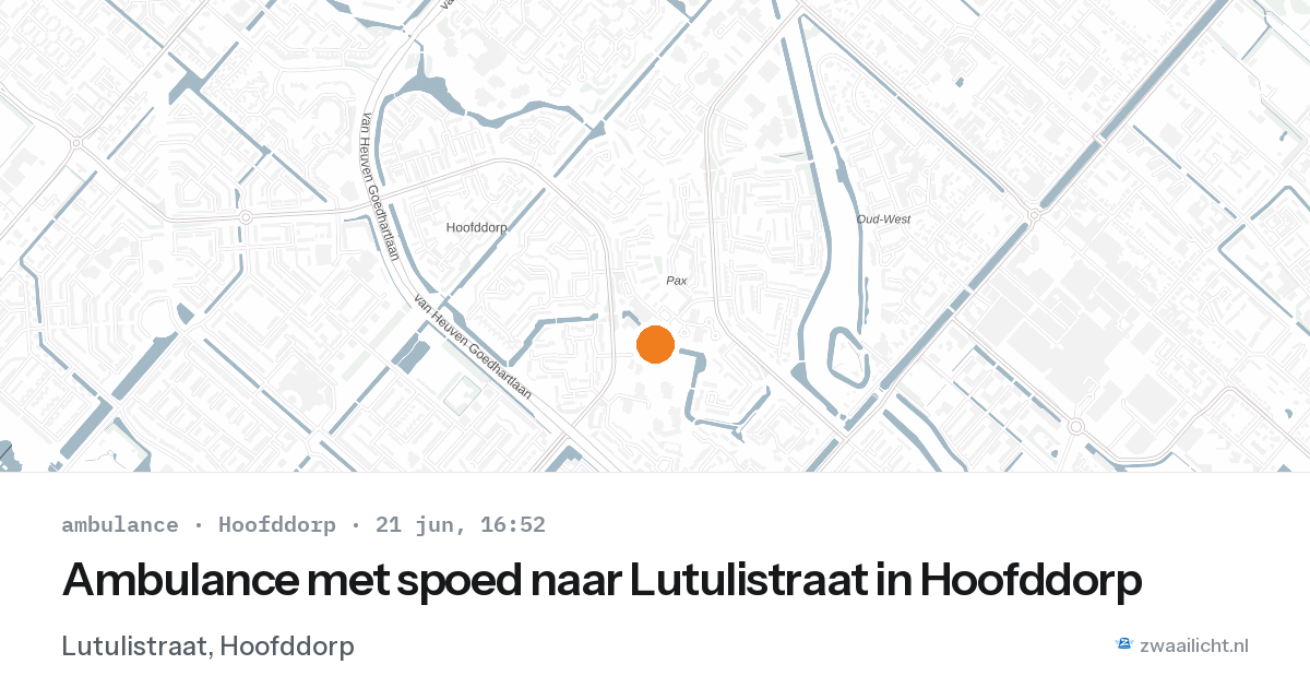 Ambulance met spoed naar Lutulistraat in Hoofddorp — 21 jun 2026