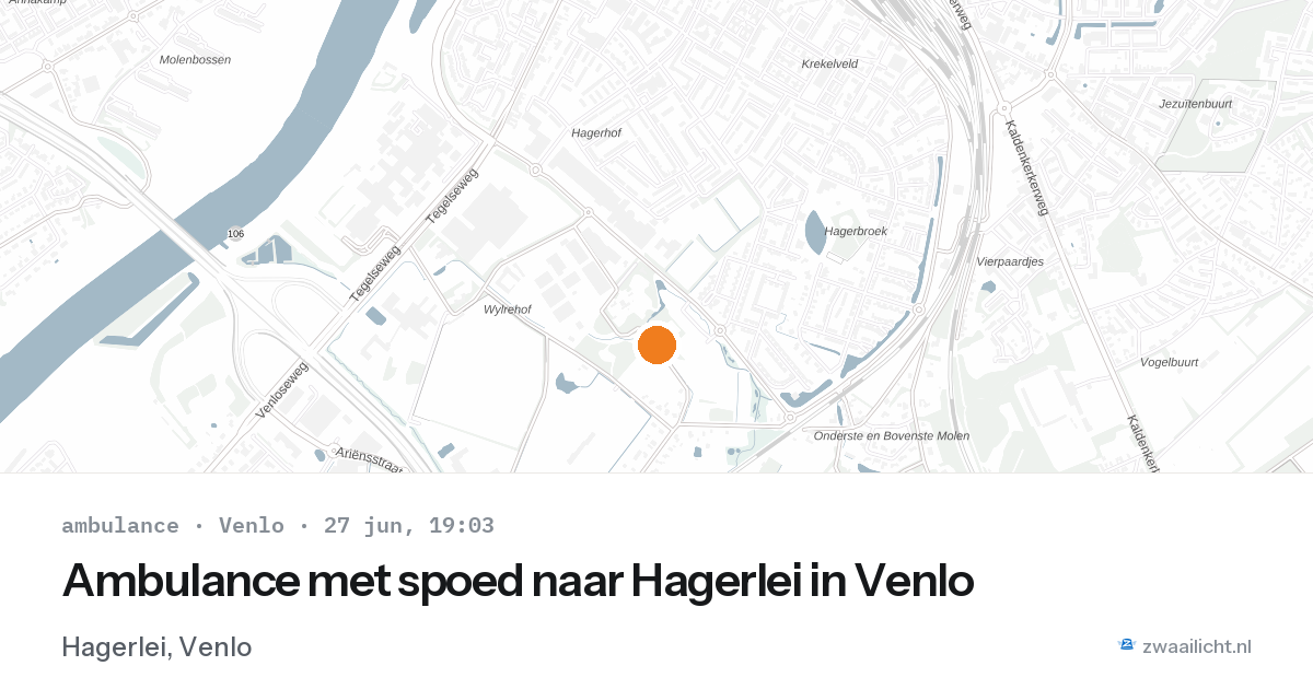Ambulance met spoed naar Hagerlei in Venlo — 27 jun 2026