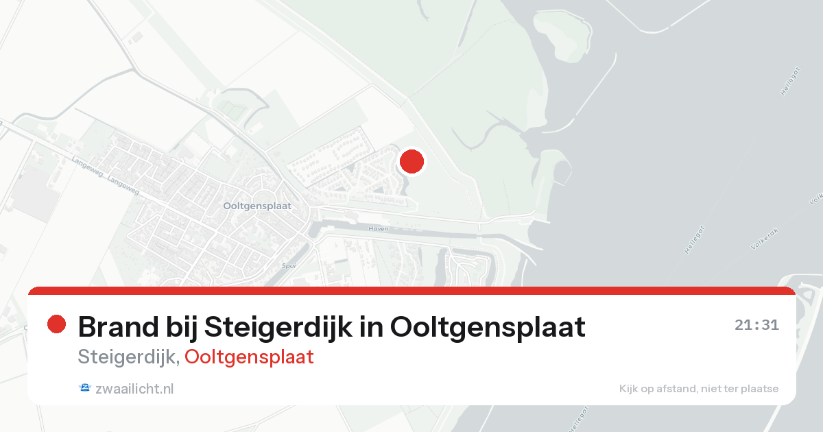 Brand bij Steigerdijk in Ooltgensplaat — 15 aug 2026