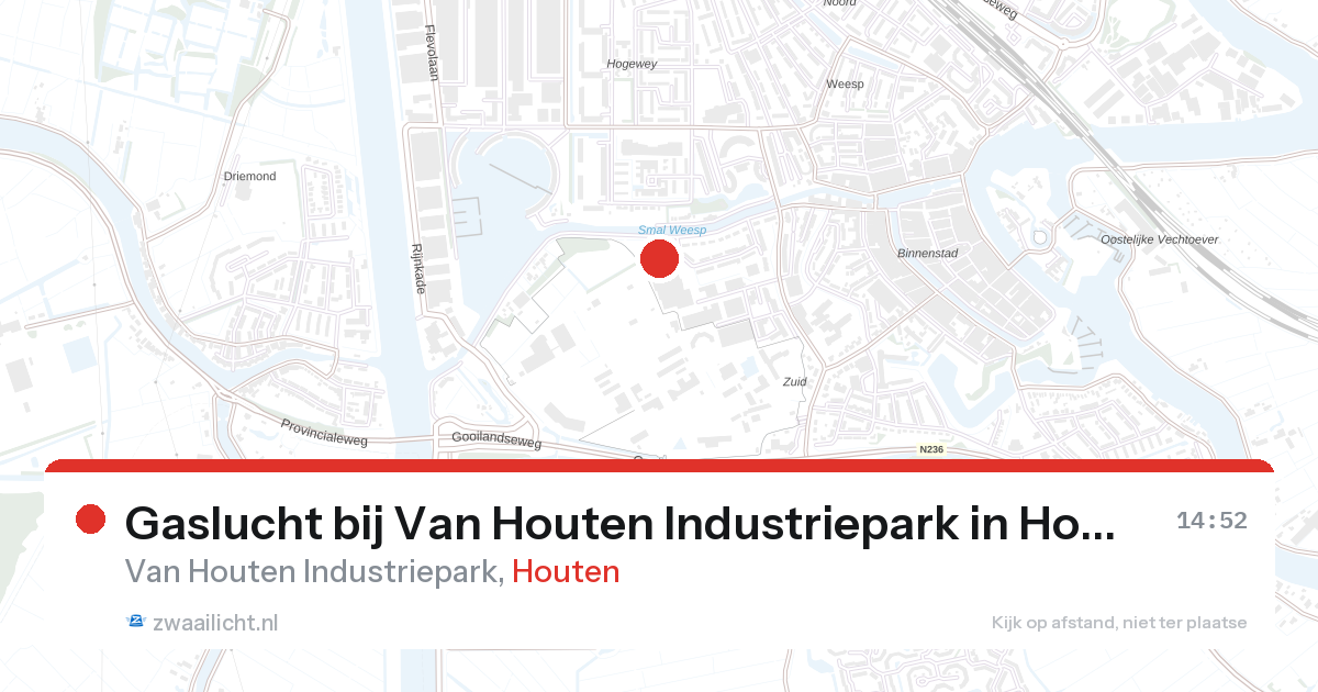 Gaslucht bij Van Houten Industriepark in Houten — 26 mrt 2026