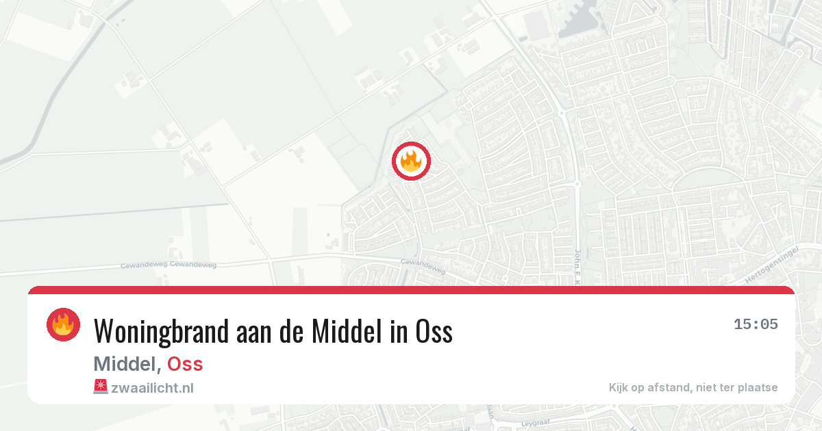 Woningbrand aan de Middel in Oss — 16 jun 2026