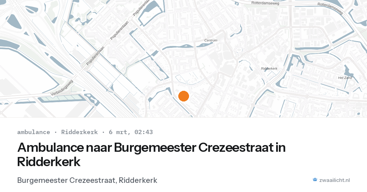 Ambulance naar Burgemeester Crezeestraat in Ridderkerk — 6 mrt 2026