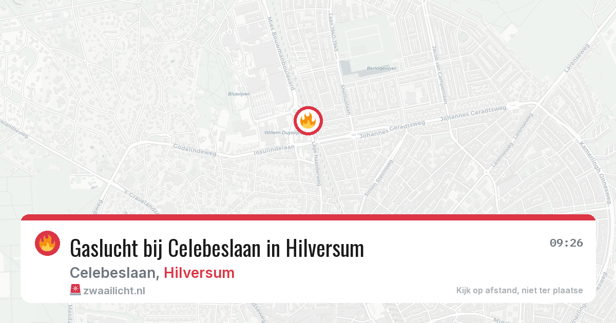 Gaslucht bij Celebeslaan in Hilversum — 15 apr 2026