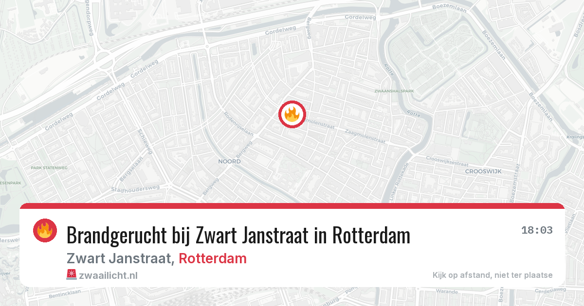 Brandgerucht bij Zwart Janstraat in Rotterdam — 13 aug 2026