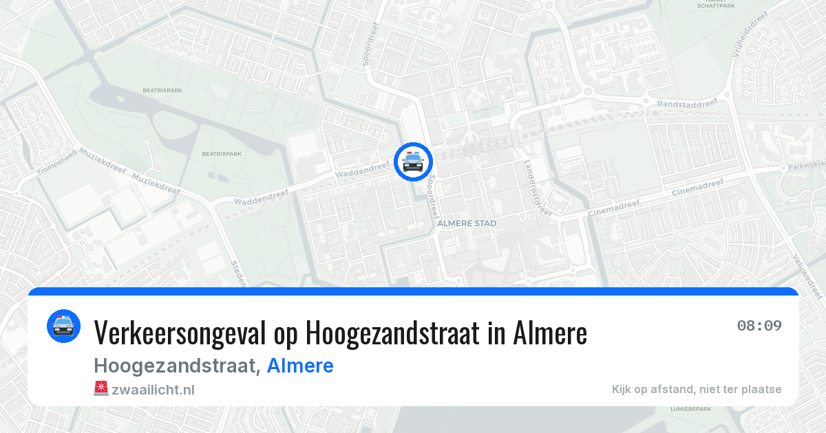 Verkeersongeval op Hoogezandstraat in Almere — 22 jul 2026