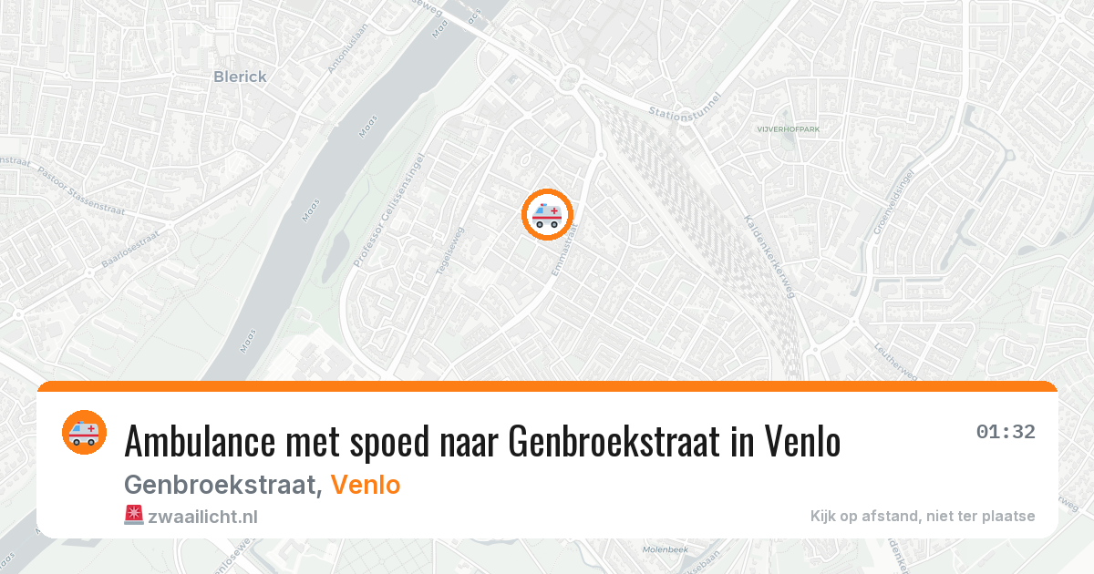 Ambulance met spoed naar Genbroekstraat in Venlo — 16 jul 2026