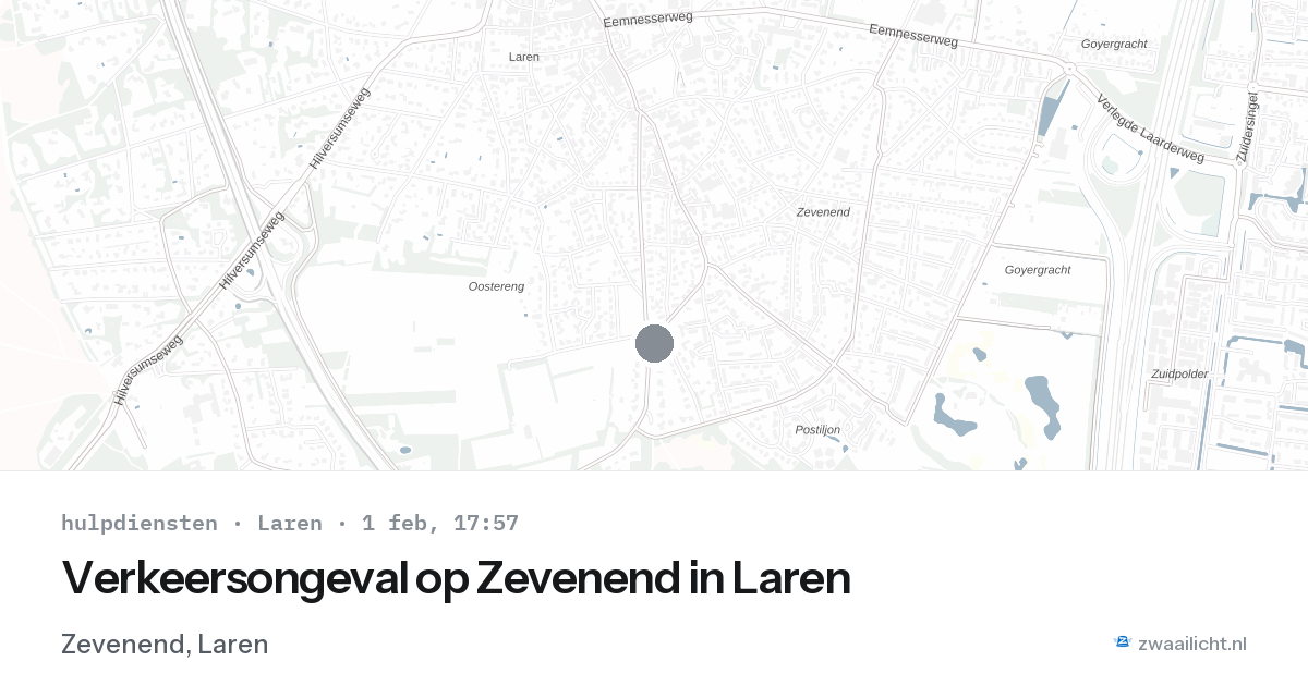 Verkeersongeval op Zevenend in Laren — 1 feb 2026