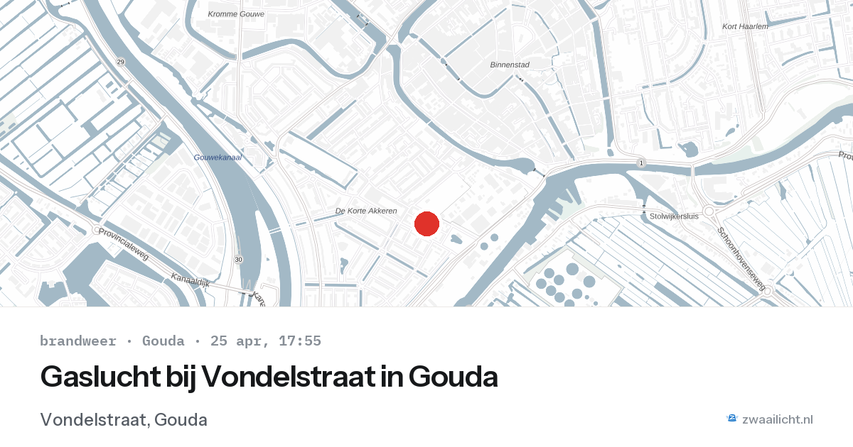 Gaslucht bij Vondelstraat in Gouda — 25 apr 2026