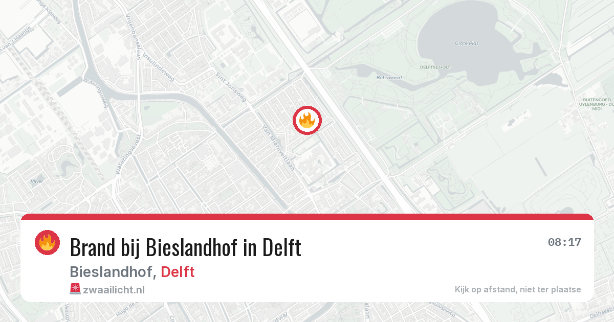 Brand bij Bieslandhof in Delft — 29 apr 2026