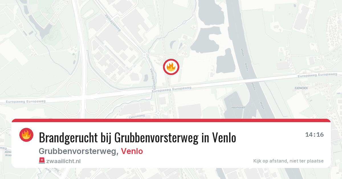 Brandgerucht bij Grubbenvorsterweg in Venlo — 16 jul 2026