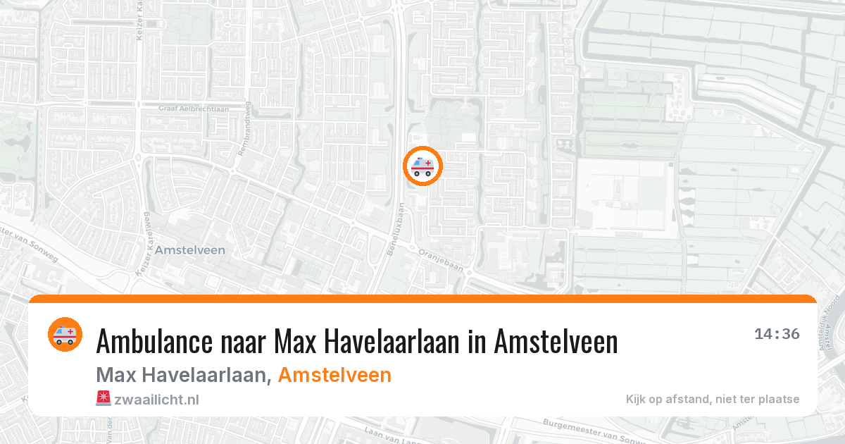 Ambulance naar Max Havelaarlaan in Amstelveen — 9 aug 2026