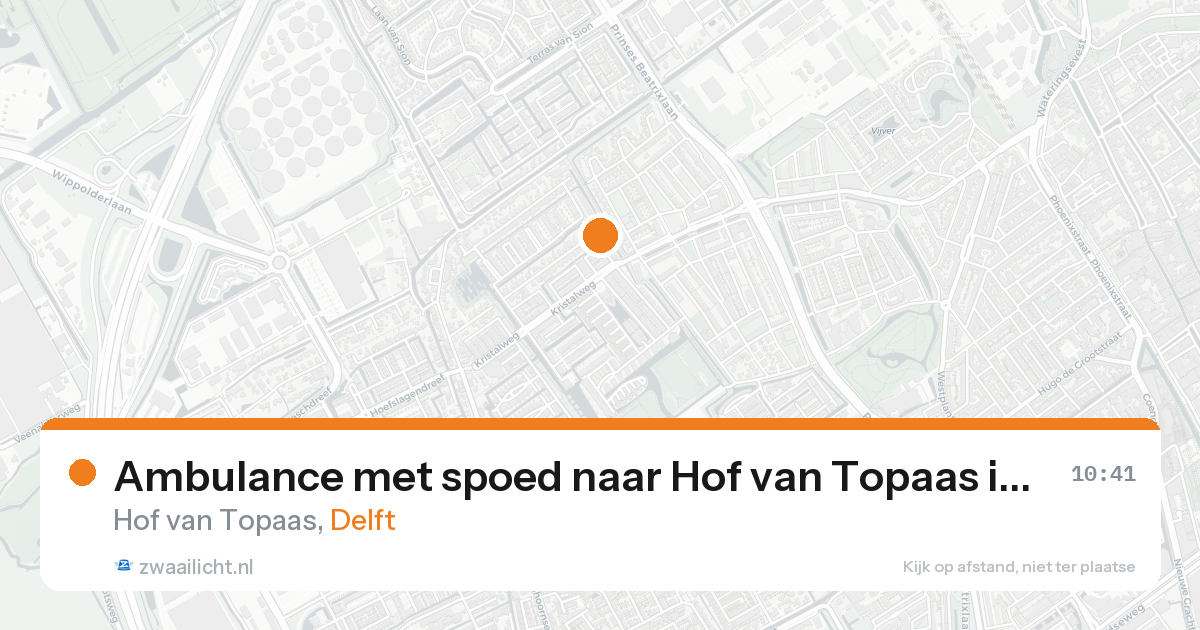 Ambulance met spoed naar Hof van Topaas in Delft — 19 aug 2026