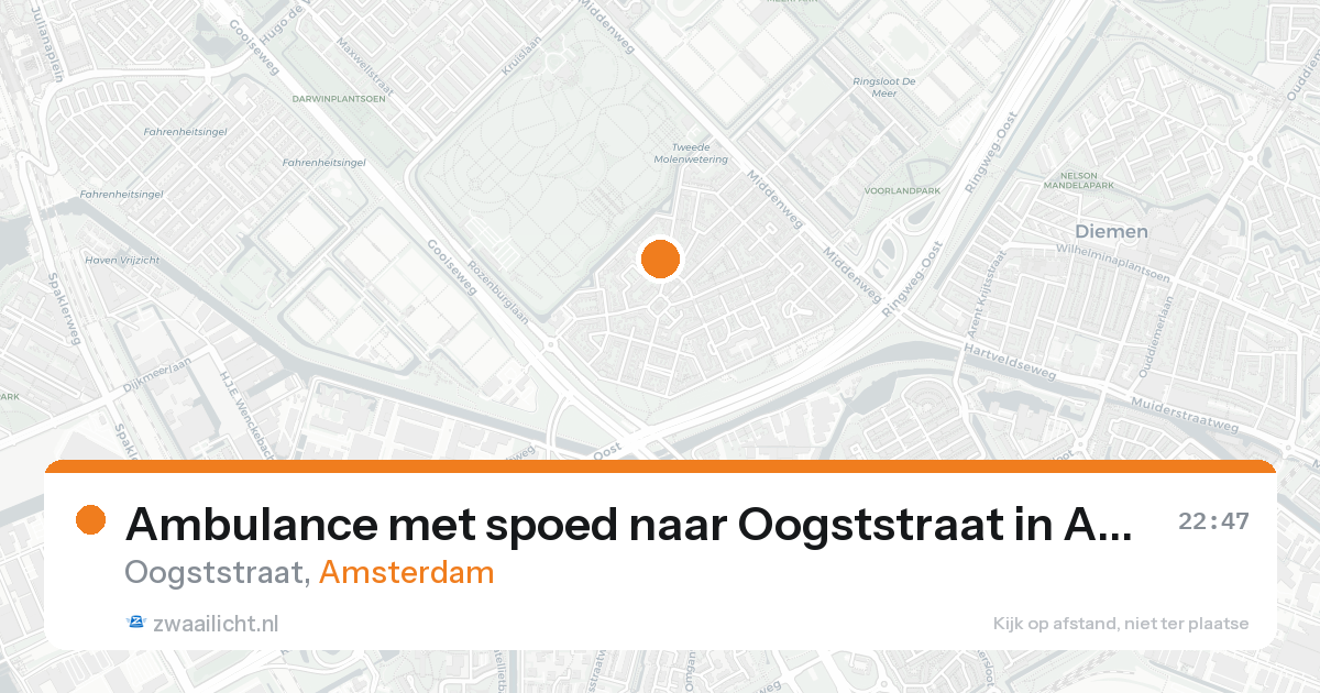 Ambulance met spoed naar Oogststraat in Amsterdam — 21 aug 2026