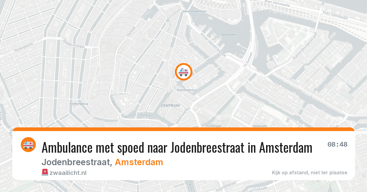 Ambulance met spoed naar Jodenbreestraat in Amsterdam — 13 aug 2026