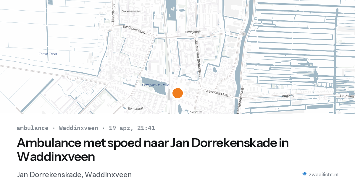 Ambulance met spoed naar Jan Dorrekenskade in Waddinxveen — 19 apr 2026