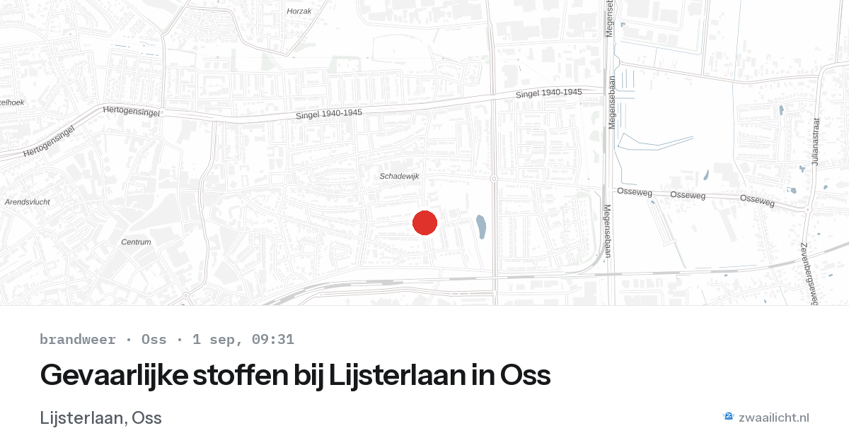 Gevaarlijke stoffen bij Lijsterlaan in Oss — 1 sep 2026