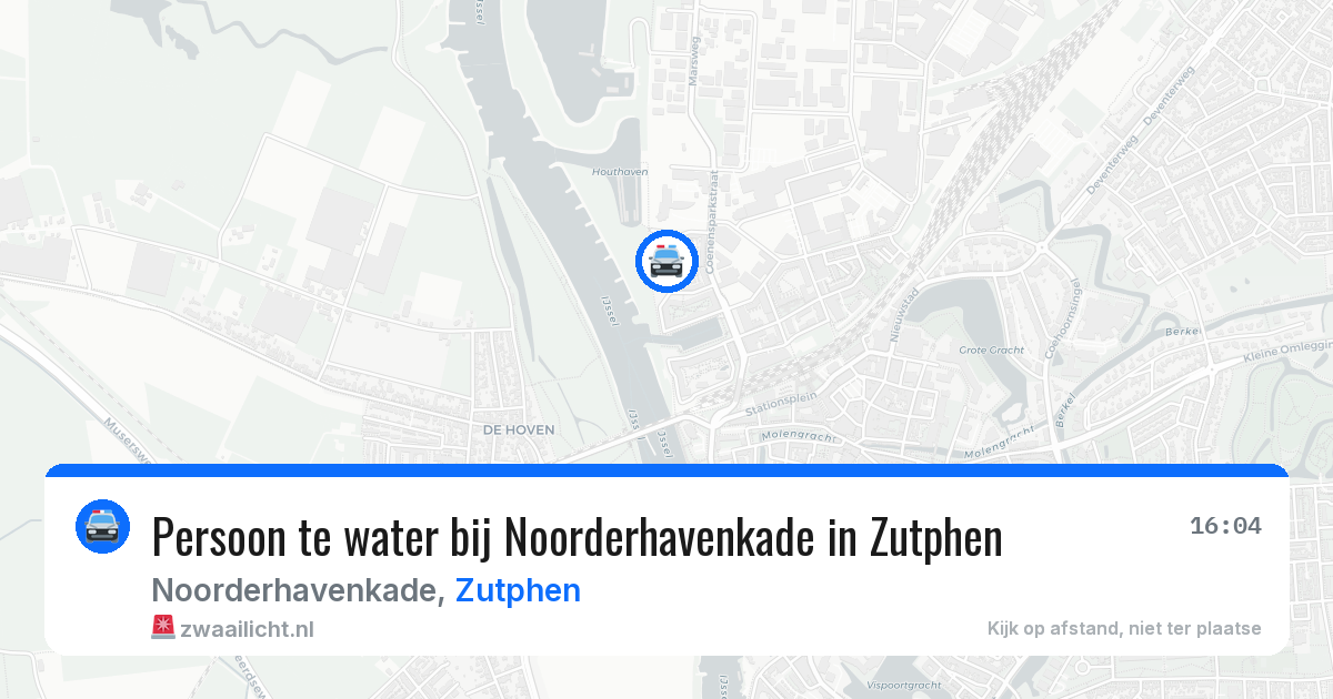 Persoon te water bij Noorderhavenkade in Zutphen — 16 jul 2026